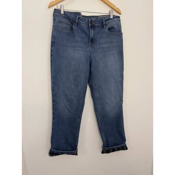 Natural Reflections Flannel-Lined Medium Wash Straight Leg Jeans Size 12 Outdoor - Picture 1 of 12